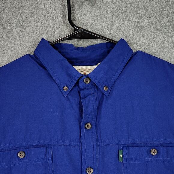 GH Bass XL Men Short Sleeve Button Up Shirt Blue Mesh Insert Polycotton Fishing - Picture 6 of 11